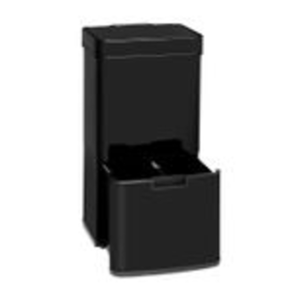Klarstein Touchless - Black Stainless Steel Mülleimer Sensor-Mülleimer, 72 Liter Volumen in 4 Behältern: 43 & 2 x 12,5 Liter, Bio-Eimer mit Deckel: 4 Liter, automatisches Öffnen und Schließen, schwarz