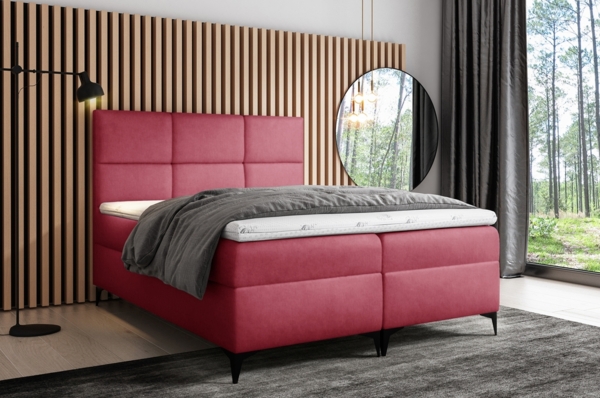 99rooms Ozzy Boxspringbett Velours 180x200 cm Bordeaux