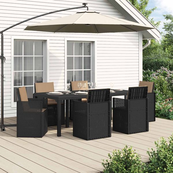 vidaXL Garten Essgruppe mit Kissen 7 pcs Anthrazit und Taupe PP 3430073