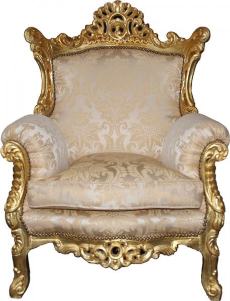 Casa Padrino Barock Sessel "Al Capone" Mod2 Creme / Gold Möbel - Antik Stil