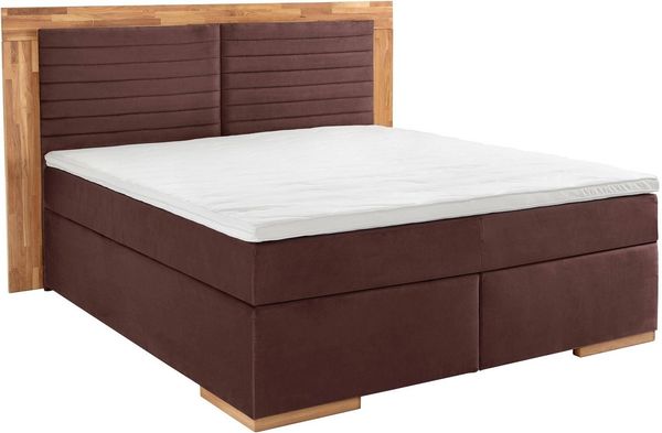 Home affaire Boxspringbett Cup, mit LED-Beleuchtung, Massivholzrahmen und Topper, in 2 Härtegraden