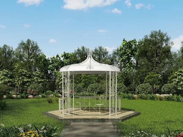 Vente-unique - TILCARA Arbour and gazebo Metall Weiß - B 300 cm x H 198 cm x L 300 cm