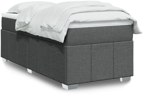 vidaXL Boxspringbett mit Matratze Dunkelgrau 90x190 cm Stoff 3285436