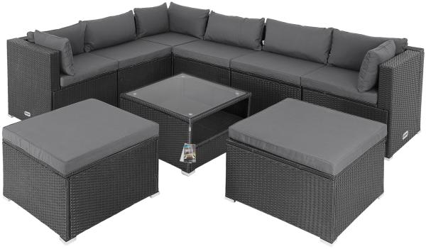 Casaria XXL Polyrattan Lounge Set Taipei schwarz/anthrazit