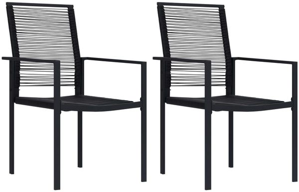 Gartenstühle 2 Stk. | Outdoorstühle PVC Rattan Schwarz
