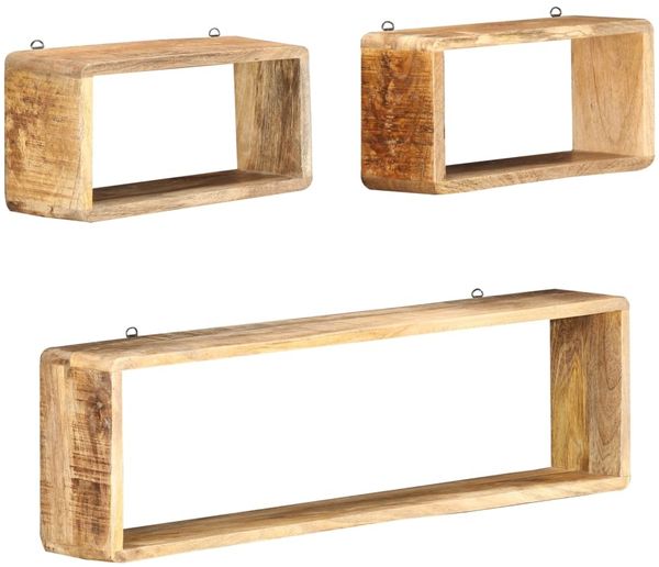 vidaXL 3-tlg. Würfel-Wandregal-Set Massivholz Mango 285844