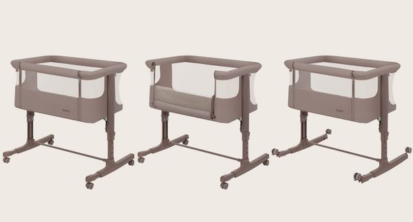 Lionelo Aurora 3 in 1 Babybett bis 9 kg, Beistellbett, Wiege, Höhenverstellug und Einstellung der Neigung der Matratze, 4 Räder mit Bremse Ergonomische Matratze Tasche