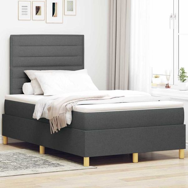 vidaXL Boxspringbett mit Matratze Dunkelgrau 120 x 190 cm Stoff 3339526