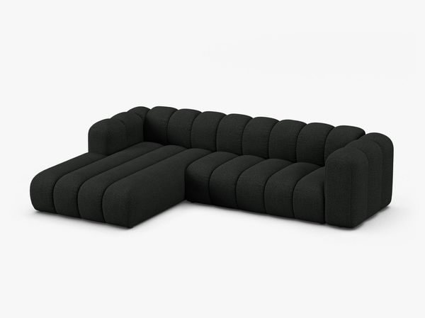 Micadoni Modulares Ecksofa Lupine 4-Sitzer Links Boucle Baloo Schwarz Bild 2