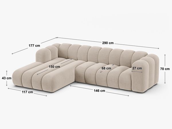 Micadoni Modulares Ecksofa Lupine 4-Sitzer Links Boucle Baloo Schwarz Bild 7