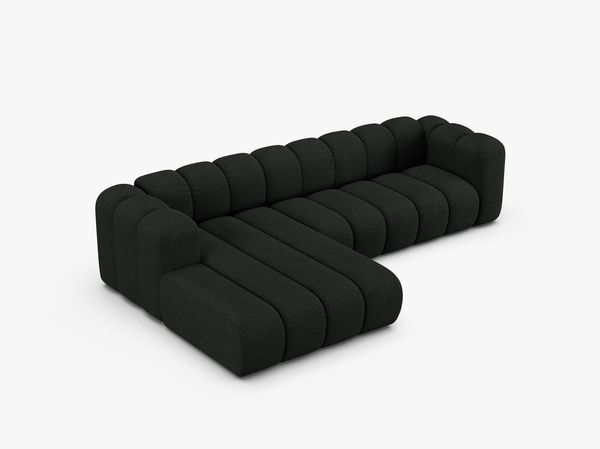 Micadoni Modulares Ecksofa Lupine 4-Sitzer Links Boucle Baloo Schwarz Bild 3