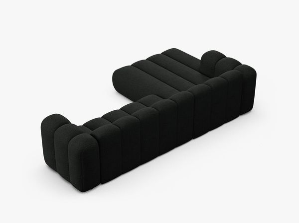 Micadoni Modulares Ecksofa Lupine 4-Sitzer Links Boucle Baloo Schwarz Bild 4