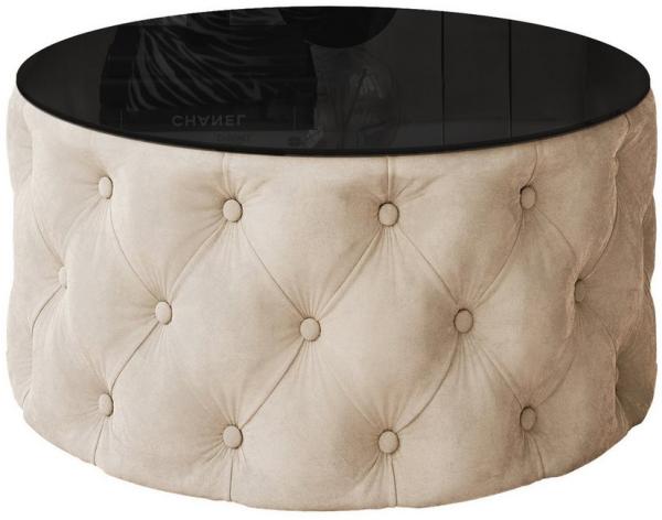 Lookway Couchtisch CHESTERFIELD 70 cm runder gepolsterter couchtisch Bild 1