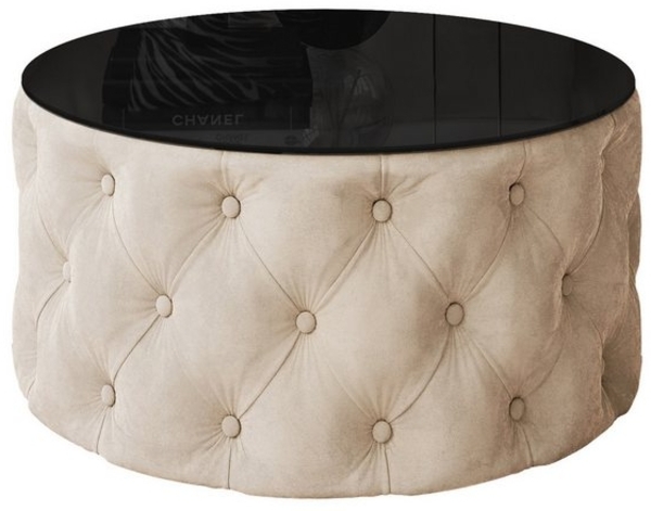 Lookway Couchtisch CHESTERFIELD 70 cm runder gepolsterter couchtisch Bild 4