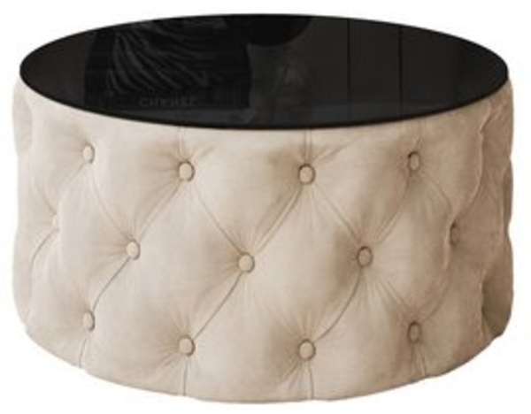 Lookway Couchtisch CHESTERFIELD 70 cm runder gepolsterter couchtisch Bild 6