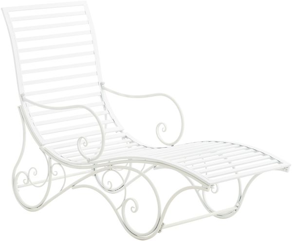 Gartenliege SENTA Antik - 58 x 140 x 101 cm, Metall, Weiß | Sonnenliege Strandliege