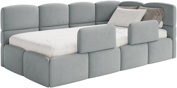 Selsey 'Cloudy' Kinderbett 120 cm, Bettkasten, 2x Rausfallschutz, Velours, rechts, Grau