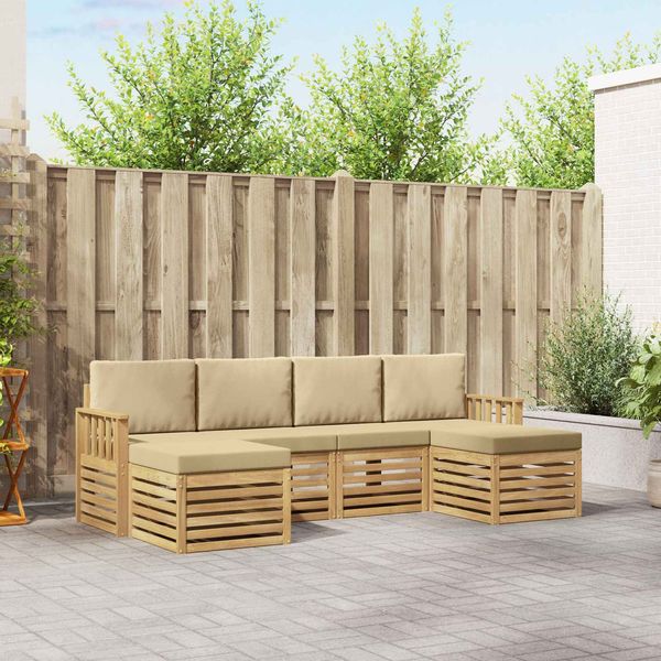 vidaXL Outdoor-Sofagarnitur 5 pcs Weiß und Beige 249 x 122,5 x 73 cm 3392268