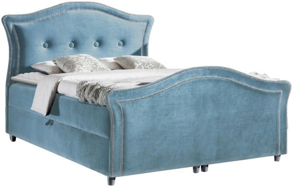 Boxspringbett Bedran Lux, Blau, 160x200 cm