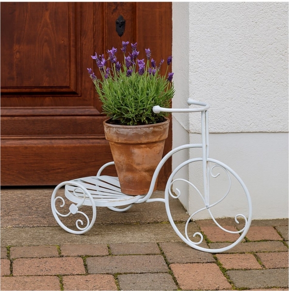 HTI-Living Blumenständer Pflanzenständer im Fahrrad-Design Vintage Weiß (Stück, 1 St, 1 Blumenständer), Pflanzenhocker Metall nostalgisch