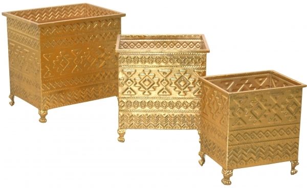 3-tlg. goldfarbenes Blumentopf-Set "Ronja"