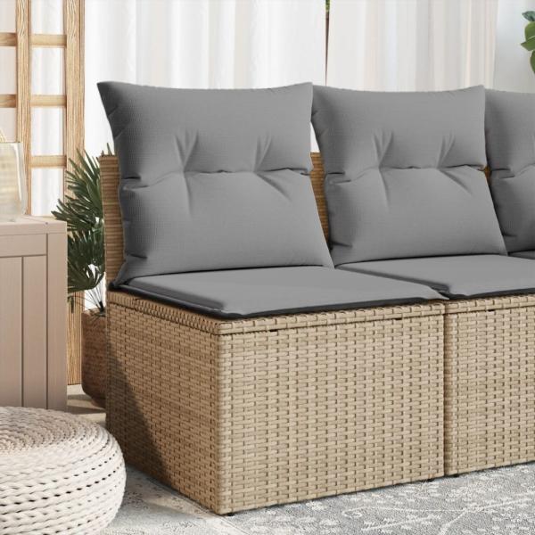vidaXL Garten-Ecksofa mit Kissen Beige Poly Rattan 366101