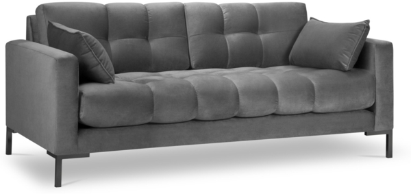 Micadoni Sofa Mamaia 3-Sitzer Samt Bluvel Hellgrau schwarze Beine