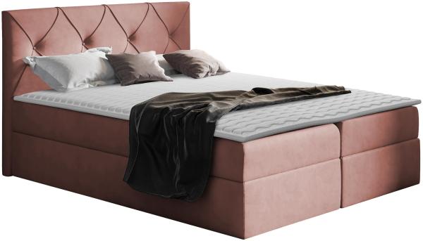 Boxspringbett Nakir, Rosa, 140 x 200 cm