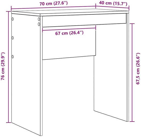 vidaXL Schreibtisch Graues Sonoma 70 x 40 x 76 cm 869383 Bild 10