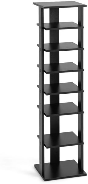 Schuhregal aus Holz 8-stöckiges Schuhregal Schuh-Organizer vertikal 27,5x26,5x110cm Schwarz