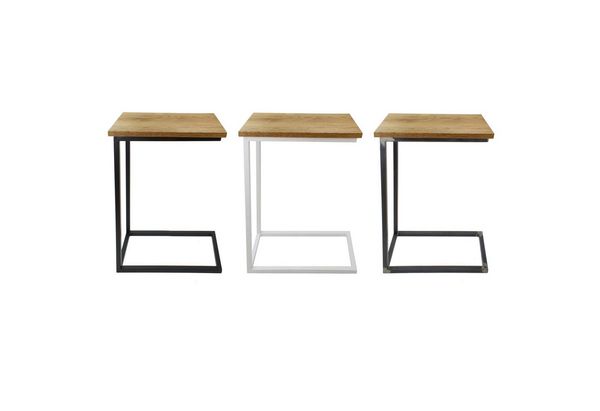 Natural Goods Berlin Ablagetisch C-FORM (1-St), Beistelltisch, Couchtisch, Nachttisch, mit Tischplatte EICHE, Schwarz