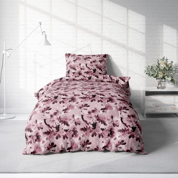 One Home Bettwäsche Blumen Winter, Biber, 2 teilig, geblümt florales Design, kuschelig warme weiche Baumwolle Flanell