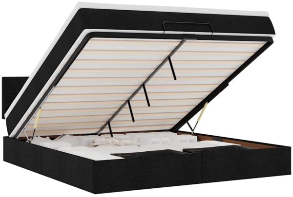 vidaXL Ottoman-Bett mit Matratze & LEDs Schwarz 160x200 cm Stoff 3312238