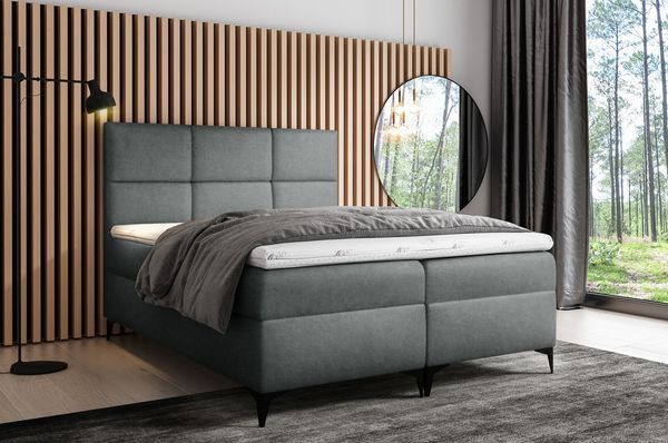 99rooms Ozzy Boxspringbett Strukturstoff 200x200 cm Dunkelgrau