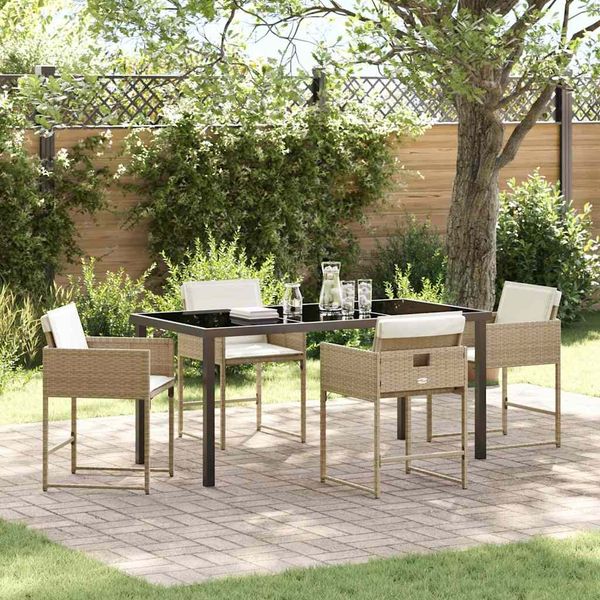 vidaXL Garten Essgruppe 5 pcs Beige Poly-Rattan 3380731