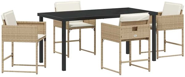 vidaXL Garten Essgruppe 5 pcs Beige Poly-Rattan 3380731