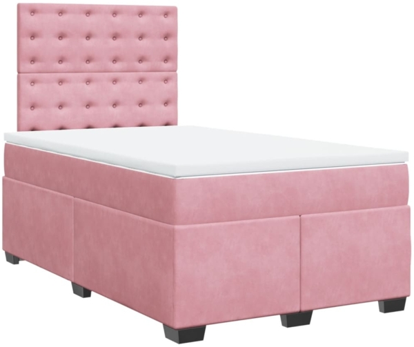 vidaXL Boxspringbett mit Matratze Rosa 120x190 cm Samt 3290875