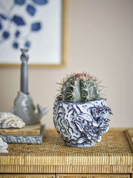 CREATIVE COLLECTION Malina Blumentopf Blau Steingut