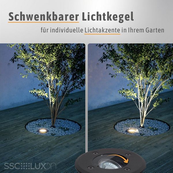 SSC-LUXon LED Gartenstrahler JUAVI Bodeneinbauleuchte IP67 schwarz mit Smart GU10 RGBW 5W, Smart