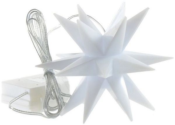 LED Stern 3D Weiß – Weihnachtliche Deko-Leuchte mit Timerfunktion, Kunststoff