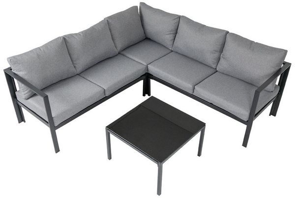 SVITA Gartenlounge-Set MISSOURI, (Set, Modulares Ecksofa mit Tisch), 4-tlg. Outdoor Sofa, Schwarz / Grau