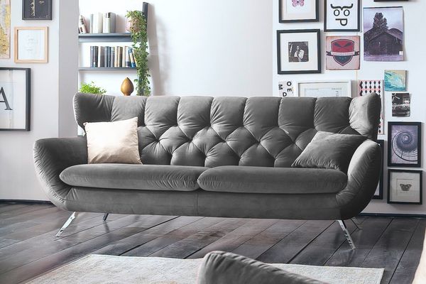 KAWOLA Sofa CHARME 2-Sitzer Velvet stone 94 x 95 x 175 cm