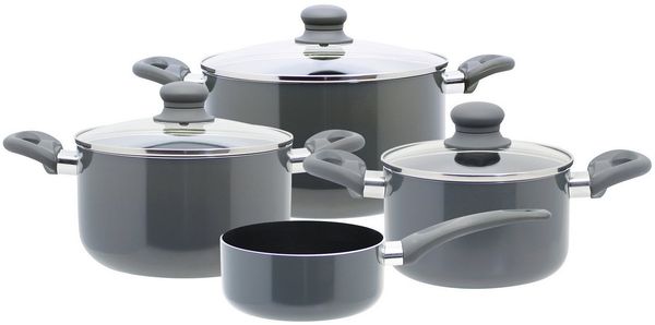 Elo Topf-Set Rhino Topfset 4-teilig, Aluminium (Set, 7-tlg), Hitzeisolierende Softtouch Griffe