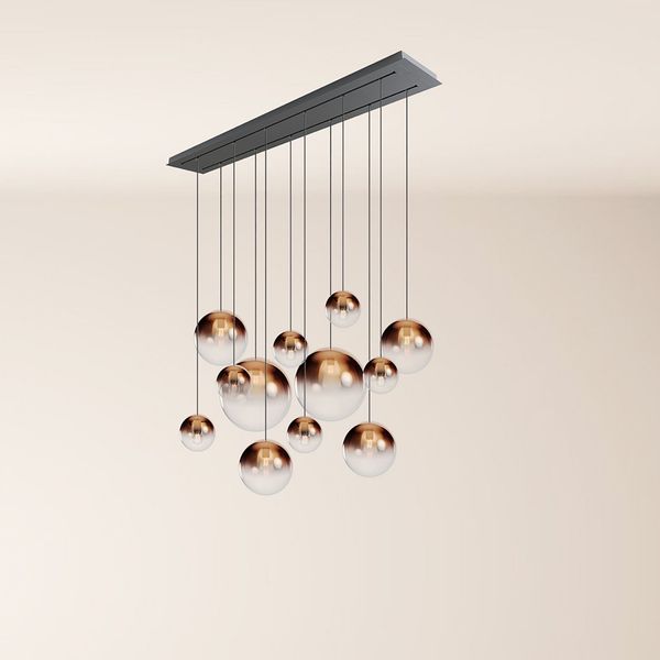 s.luce Orb Esszimmerlampe 12-flammig 160cm 2-reihig Kupfer Verlauf