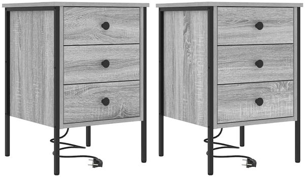 vidaXL Nachttisch 2 pcs Graues Sonoma 42 x 41 x 61 cm Holzwerkstoff 859487 Bild 2