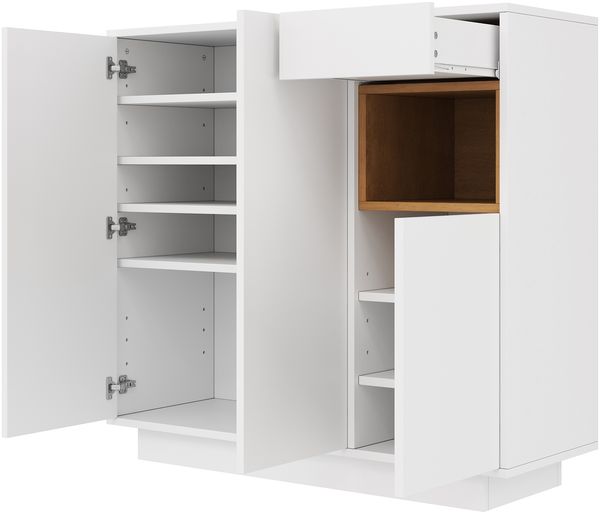 Schuhschrank mit LED-Beleuchtung & Schublade, 105 x 39,5 x 100,5 cm, Weiß/Natur Bild 9