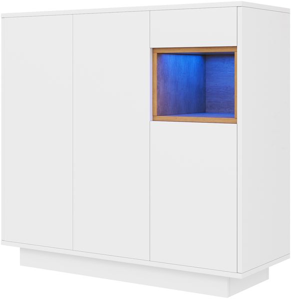 Schuhschrank mit LED-Beleuchtung & Schublade, 105 x 39,5 x 100,5 cm, Weiß/Natur Bild 10