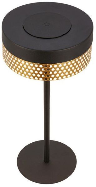 BRILONER - LED Tischlampe kabellos IP44 mit Touch, dimmbar, Akku tauschbar, Nachttischlampe, Leselampe, LED Lampe, Dekolampe, Tischleuchte, Akkulampe, Outdoor Lampe, 16x35 cm, Schwarz-Gold
