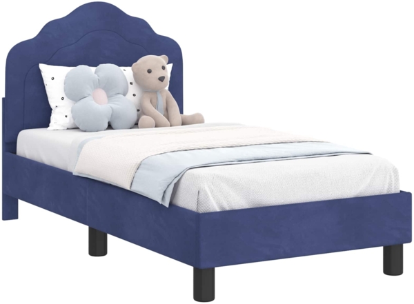 vidaXL Kinderbettgestell mit Kopfteil Polizeiblau 70x140 cm Samt 42010935