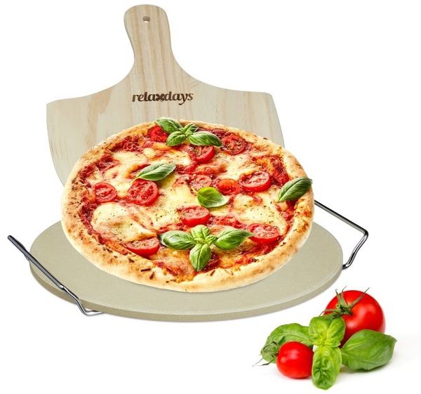 Relaxdays Pizzastein Set rund